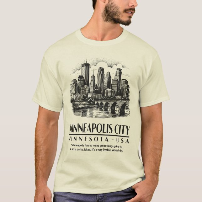 Minneapolis City Minnesota USA T Shirt (Framsida)