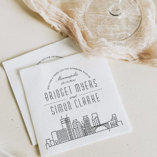 Minneapolis Deco Skyline Bröllop Event Napkins Pappersservett
