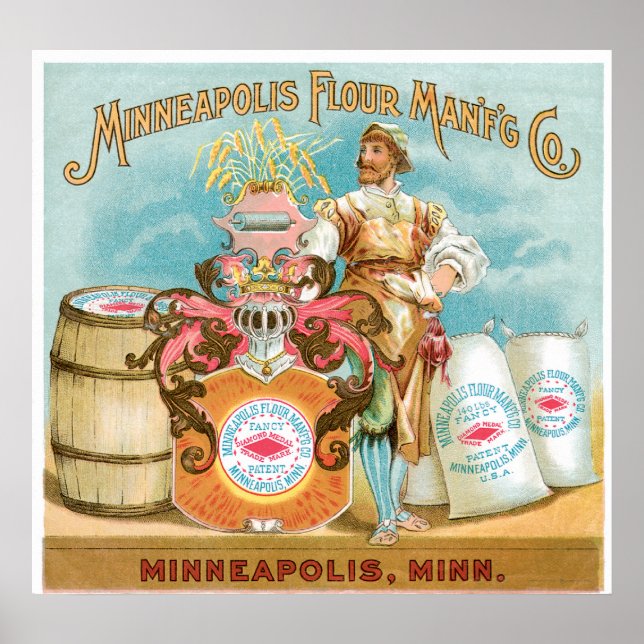 Minneapolis Flour Vintage Food Ad Art Poster (Framsidan)