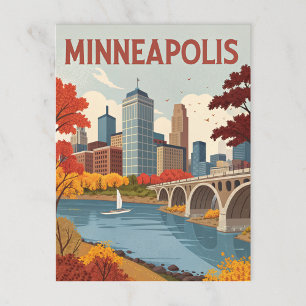 Minneapolis: Hösten Cityscape på Mississippi Vykort