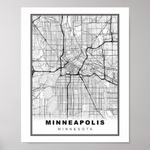 Minneapolis Karta Poster