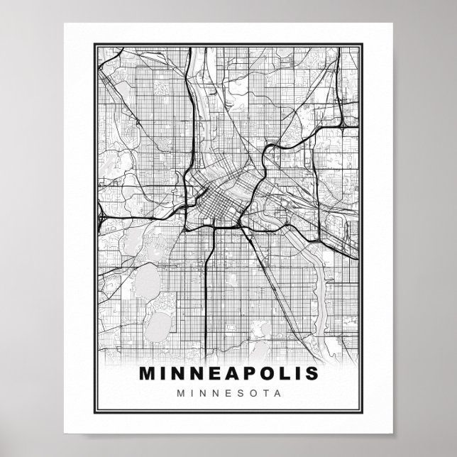 Minneapolis Karta Poster (Framsidan)