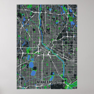 Minneapolis Karta Poster