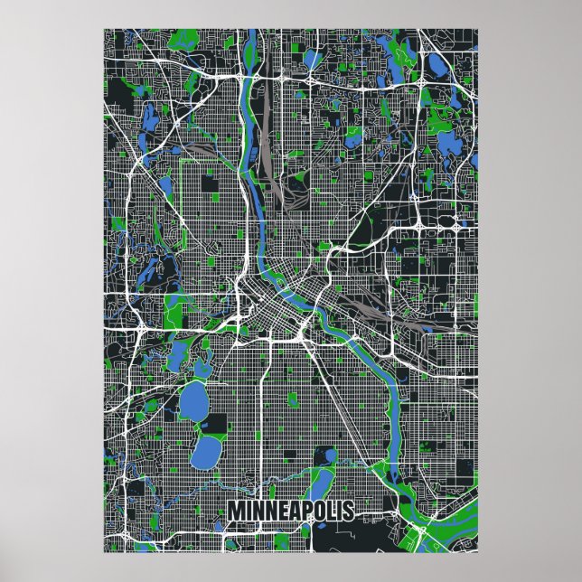 Minneapolis Karta Poster (Framsidan)