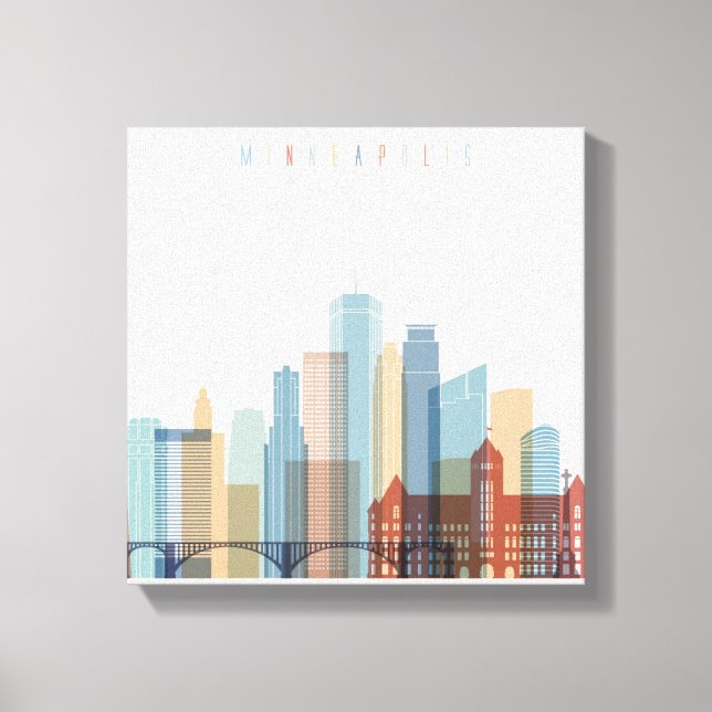 Minneapolis, Minnesota | City Skyline Canvastryck (Framsida)