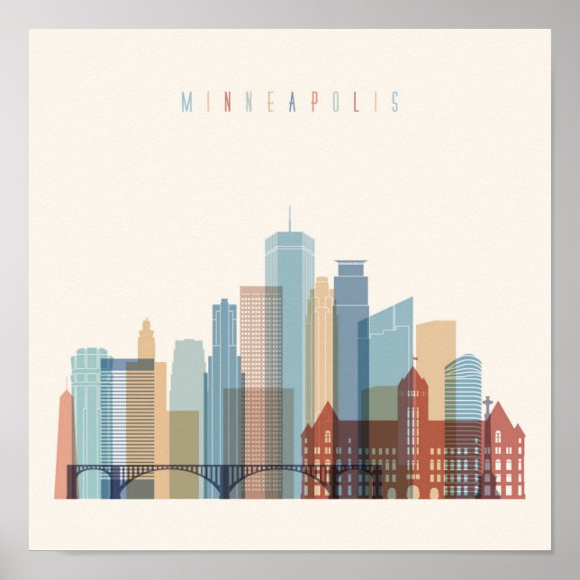 Minneapolis, Minnesota | City Skyline Poster (Framsidan)