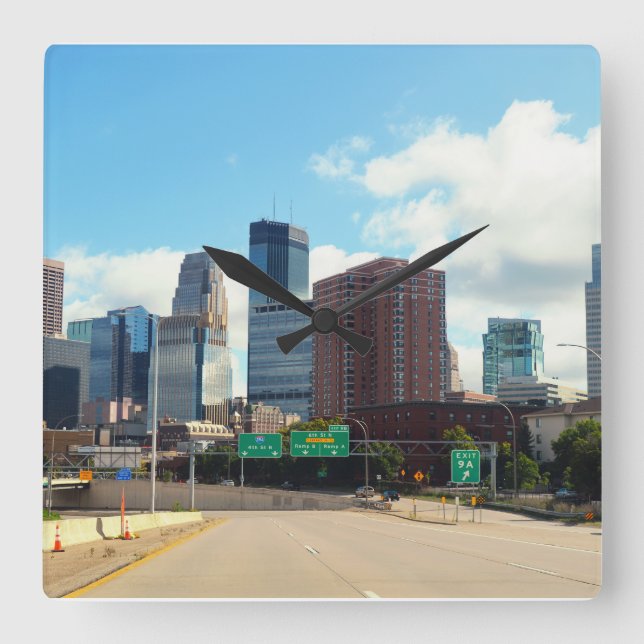 Minneapolis Minnesota Fyrkantig Klocka (Framsida)