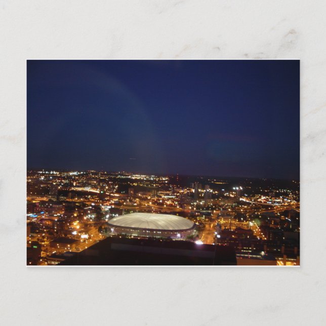 Minneapolis Minnesota HHH Metrodome Night Skyline Vykort (Framsida)