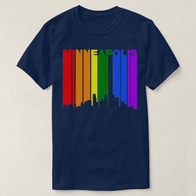 Minneapolis Minnesota LGBTQ Gay pride Rainbow Skyl T Shirt (Design framsida)