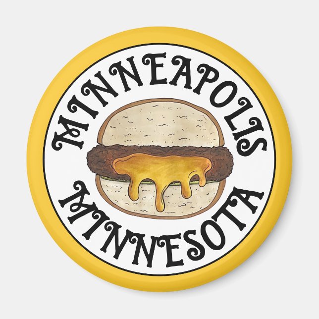 Minneapolis Minnesota MN Juicy Lucy Cheese Burger Magnet (Framsidan)