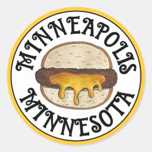 Minneapolis Minnesota MN Juicy Lucy Cheese Burger Runt Klistermärke