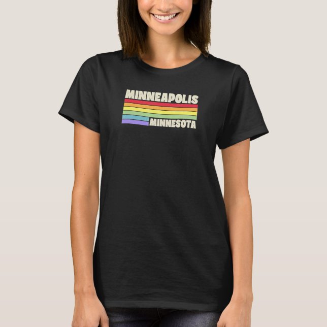 Minneapolis Minnesota Pride Rainbow Flagga Gay pri T Shirt (Framsida)