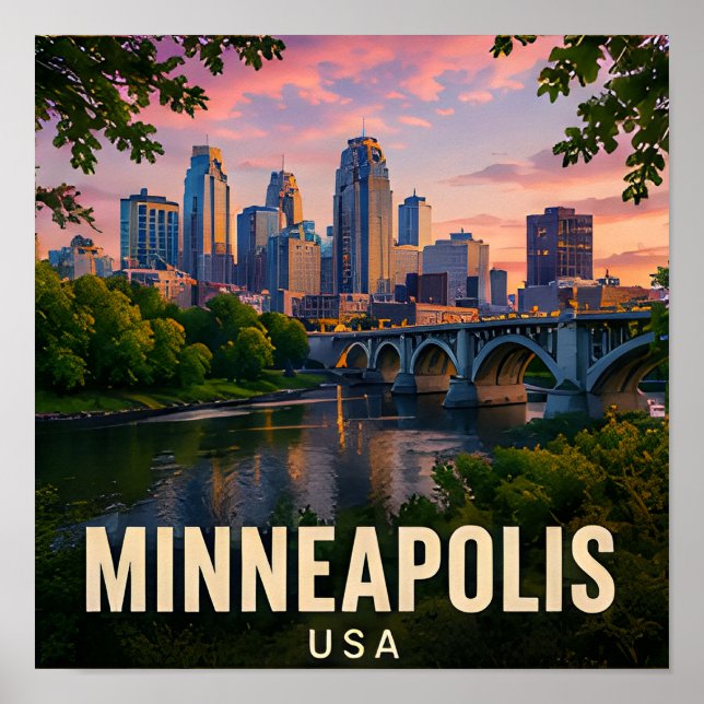 Minneapolis Minnesota River City Resa Present Poster (Framsidan)