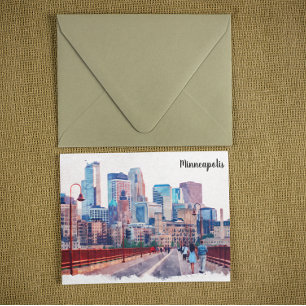 Minneapolis Minnesota Skyline City View Vykort