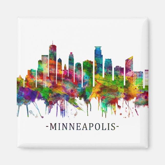 Minneapolis Minnesota Skyline Magnet (Framsidan)