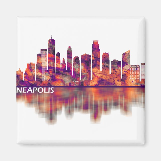 Minneapolis Minnesota Skyline Magnet (Framsidan)