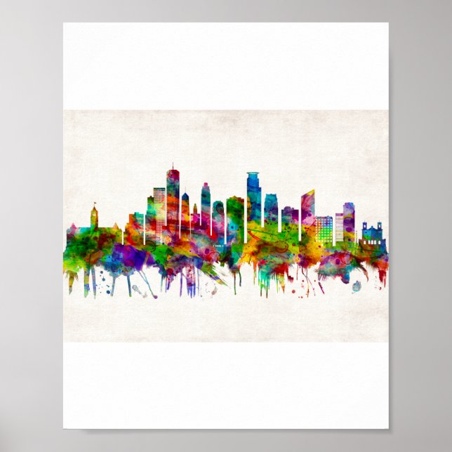 Minneapolis Minnesota Skyline Poster (Framsidan)