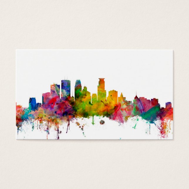 Minneapolis Minnesota Skyline Visitkort (Framsidan)