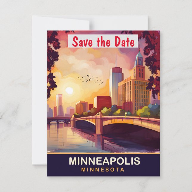 Minneapolis Minnesota Stenbro Bröllop Spara Datumet (Framsida)