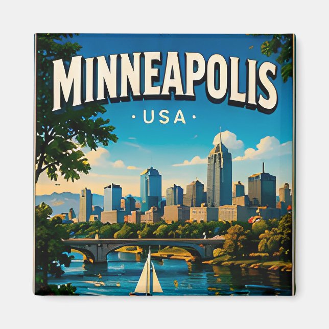 Minneapolis Minnesota Stone Arch Bridge  Magnet (Framsidan)