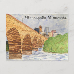 Minneapolis, Minnesota Stone Arch Bridge-vykort Vykort