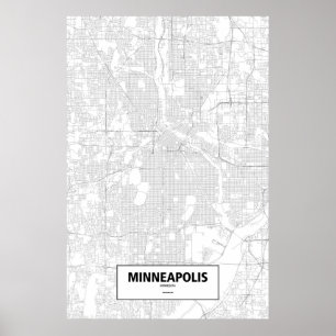 Minneapolis Minnesota (svarten på vit) Poster