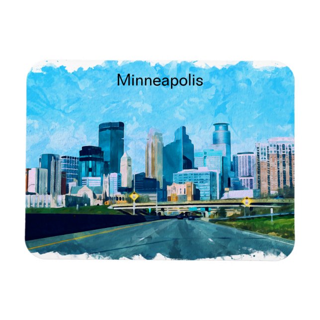 Minneapolis Minnesota Travel Skyline Magnet (Horisontell)