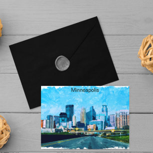 Minneapolis Minnesota Travel Skyline Vykort