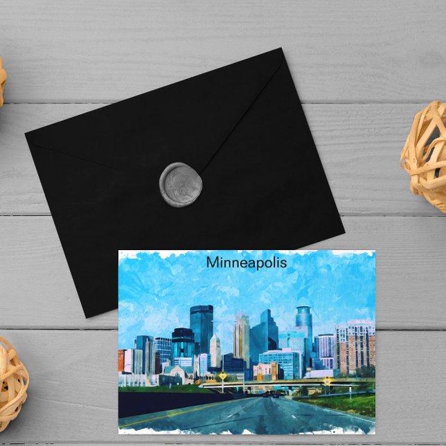 Minneapolis Minnesota Travel Skyline Vykort (minneapolis minnesota retro travel postcard)