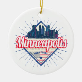 Minneapolis Minnesota USA Skyline United Stater Julgransprydnad Keramik