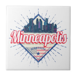 Minneapolis Minnesota USA Skyline United Stater Kakelplatta