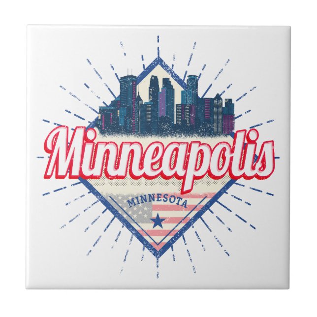 Minneapolis Minnesota USA Skyline United Stater Kakelplatta (Framsidan)