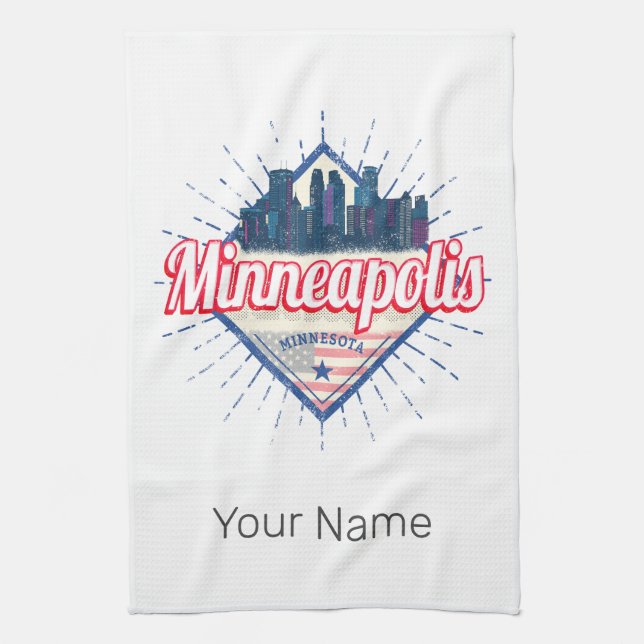 Minneapolis Minnesota USA Skyline United Stater Kökshandduk (Vertikal)