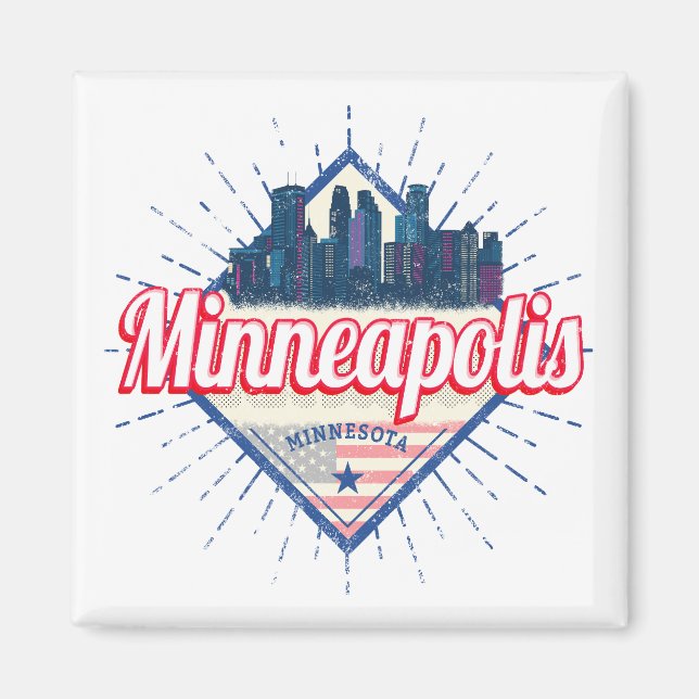 Minneapolis Minnesota USA Skyline United Stater Magnet (Framsidan)