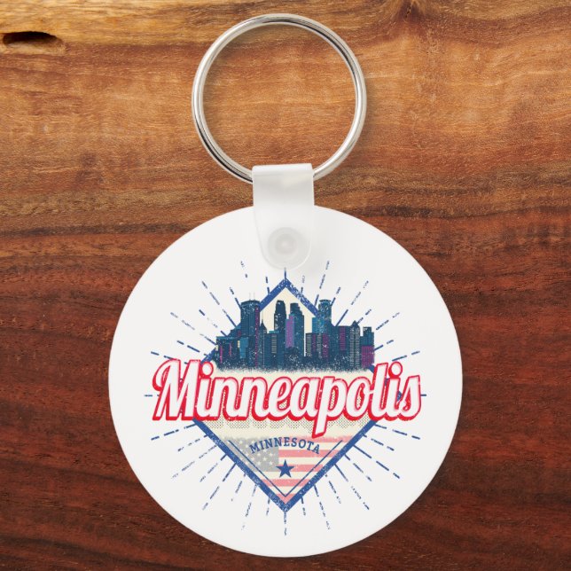 Minneapolis Minnesota USA Skyline United Stater Nyckelring (Framsida)