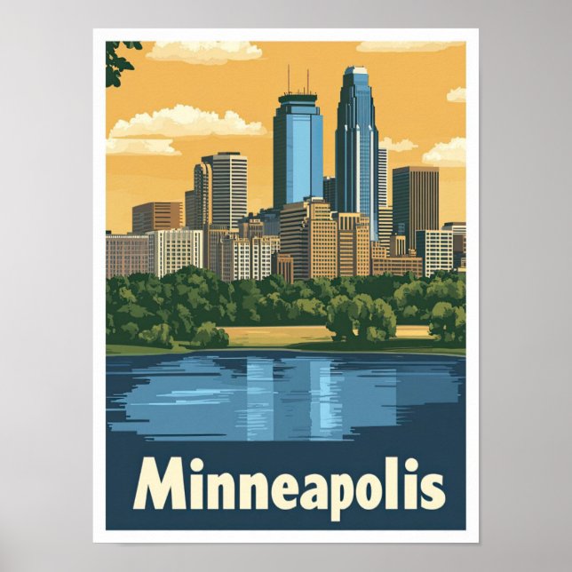 Minneapolis Minnesota Vintage resor Illustration Poster (Framsidan)