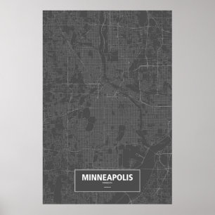 Minneapolis Minnesota (vit på svart) Poster