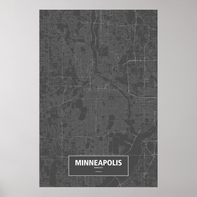 Minneapolis, Minnesota (vit på svart) Poster (Framsidan)