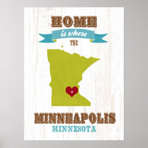 Minneapolis, Minnota Karta - hem är där Poster