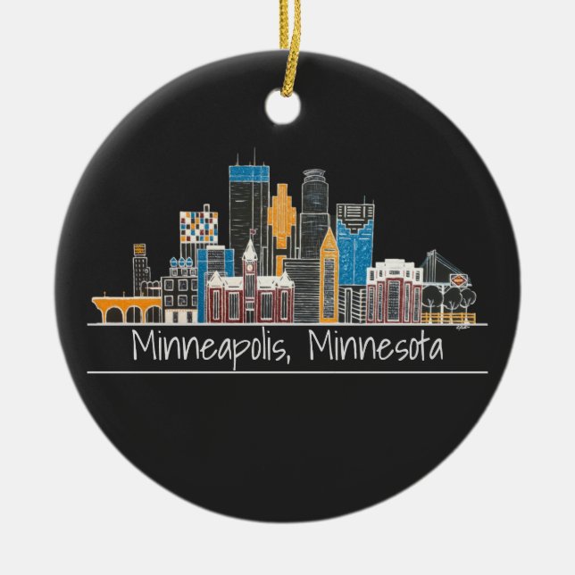 Minneapolis, MN Skyline Ceramic Ornament (Framsidan)