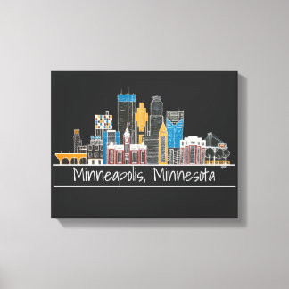 Minneapolis, MN Skyline-Kanvastrycket Canvastryck