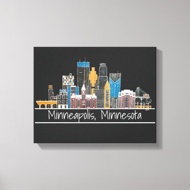 Minneapolis, MN Skyline-Kanvastrycket Canvastryck (Framsida)