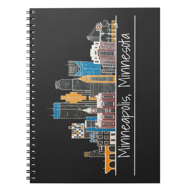 Minneapolis, MN Skyline Notebook Anteckningsbok (Framsidan)