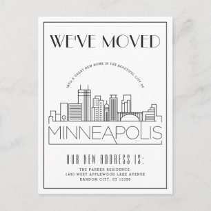 Minneapolis Modern Deco Ny adress Meddelande Vykort