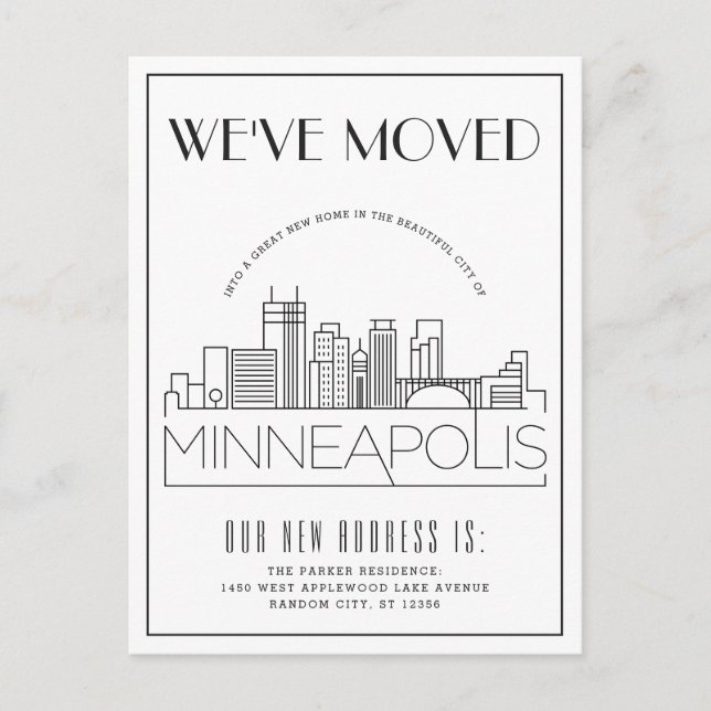 Minneapolis Modern Deco | Ny adress Meddelande Vykort (Framsida)