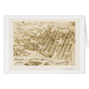 Minneapolis panorama- karta för MN - 1891 Hälsningskort