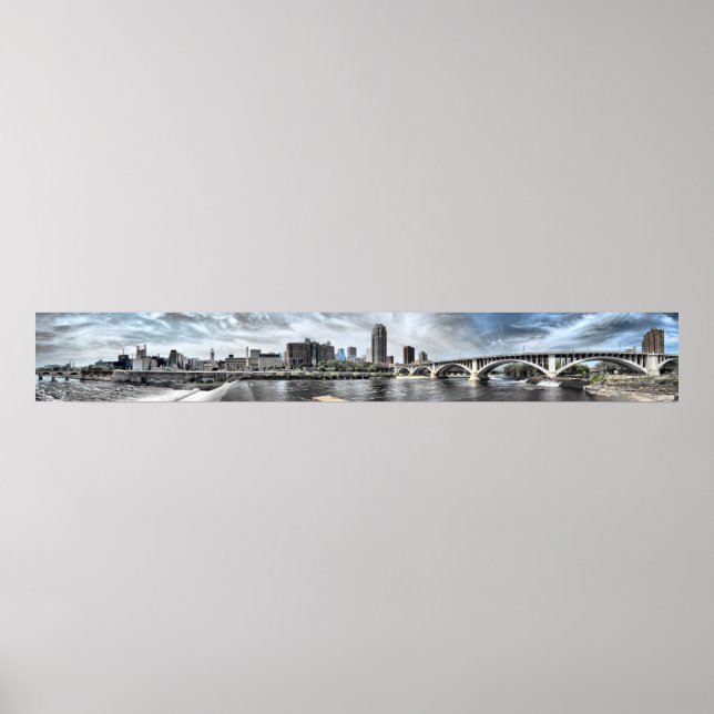 Minneapolis Riverfront 6-fots bred Panorama Poster (Framsidan)