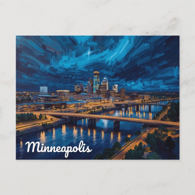 Minneapolis Riverfront Stadskonst Vykort (Framsida)