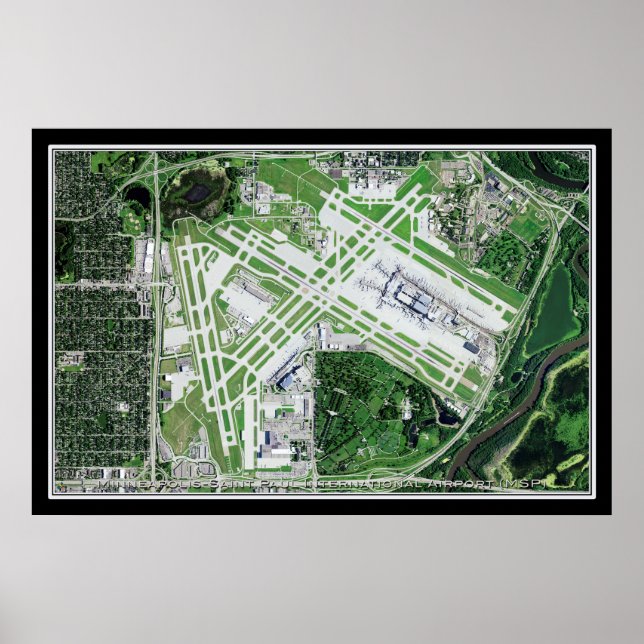 Minneapolis-Saint Paul Intl Airport Satellite Kart Poster (Framsidan)