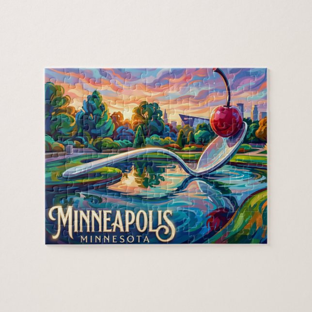 Minneapolis skulpturträdgård Minnesota Pussel (Horisontell)
